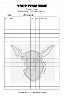 Regular or Standard Lineup Card